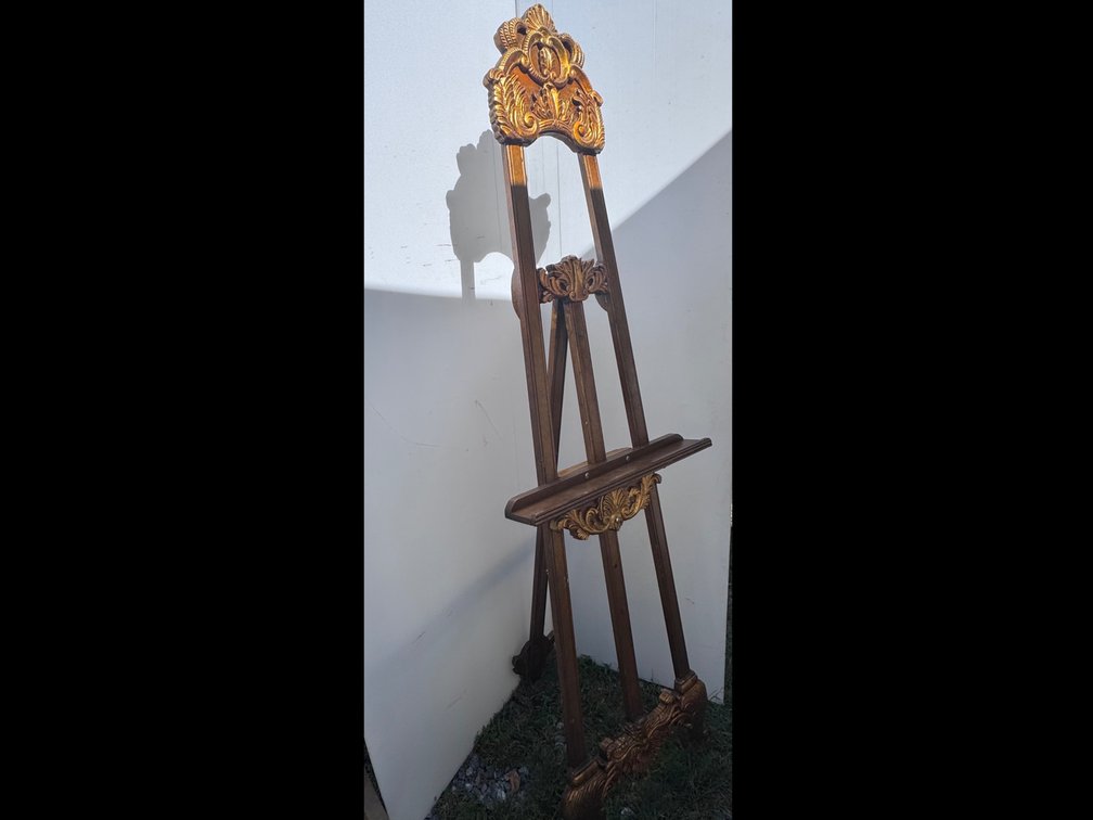 Gilded Wooden Art Easel Adjustable 68”h