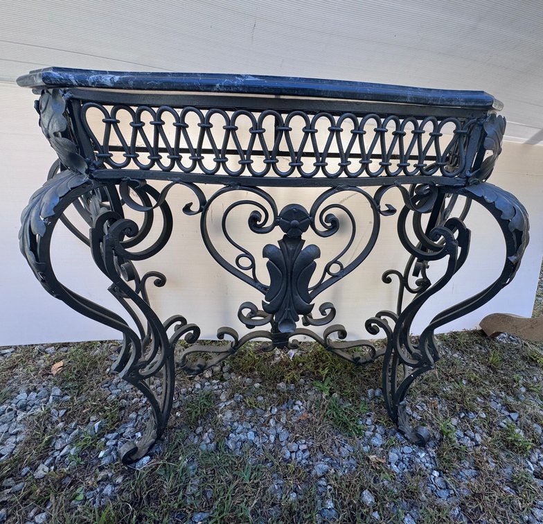 Marble Top Ornate Metal Base