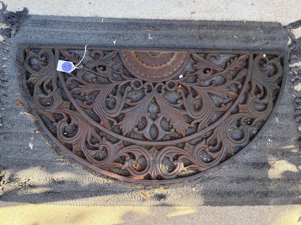 Vintage Cast Iron Half-Circle Scroll Doormat Insert