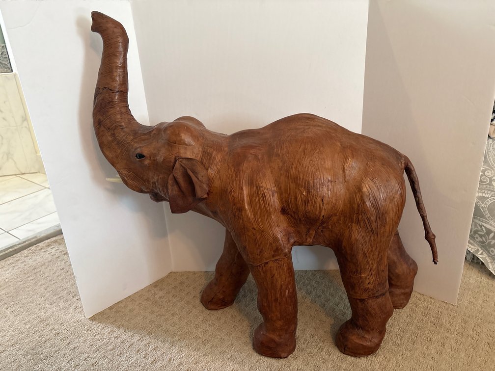 Elephant Figurine with Upraised Trunk & Tusks