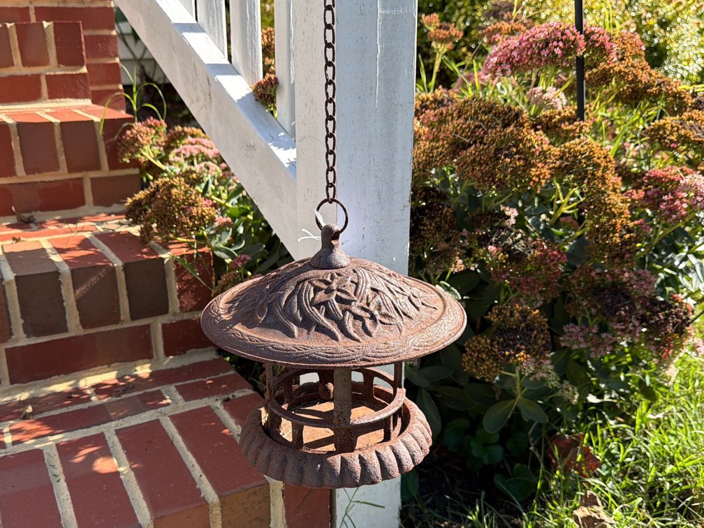 Vintage Cast Iron Hanging Dome Bird Feeder