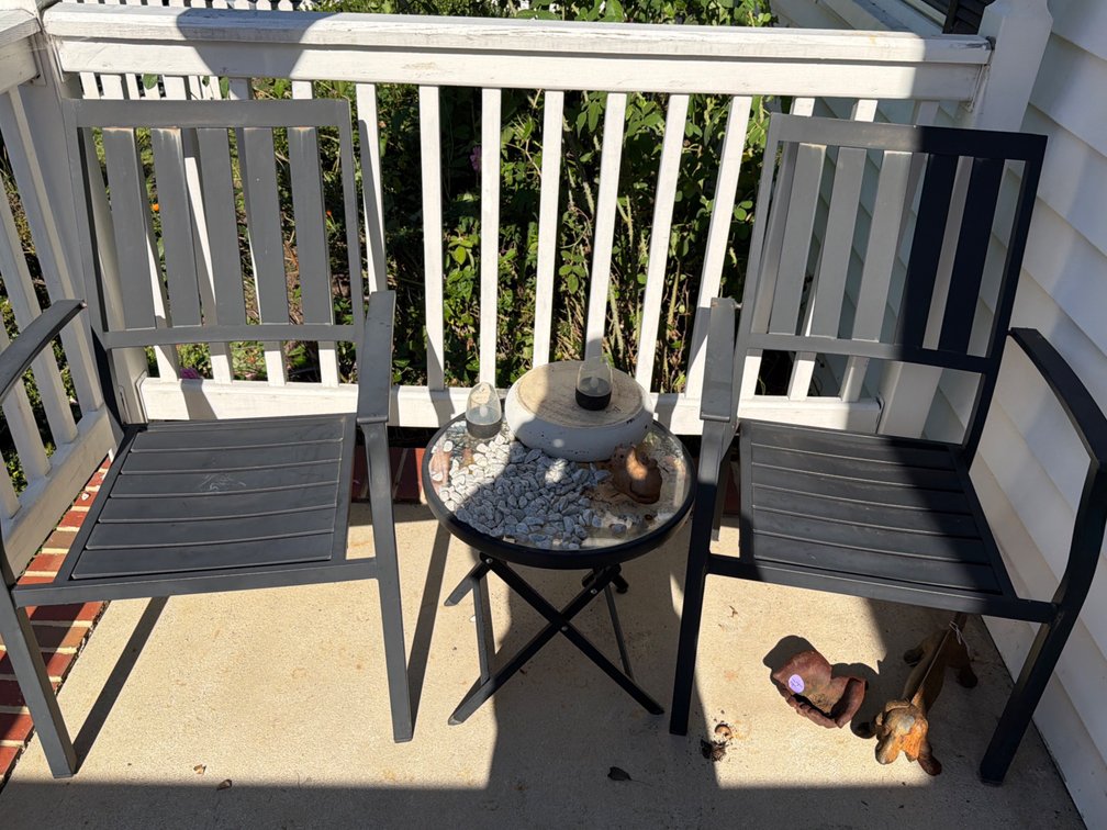 Modern Metal Patio Bistro Set with Table and Two Chairs