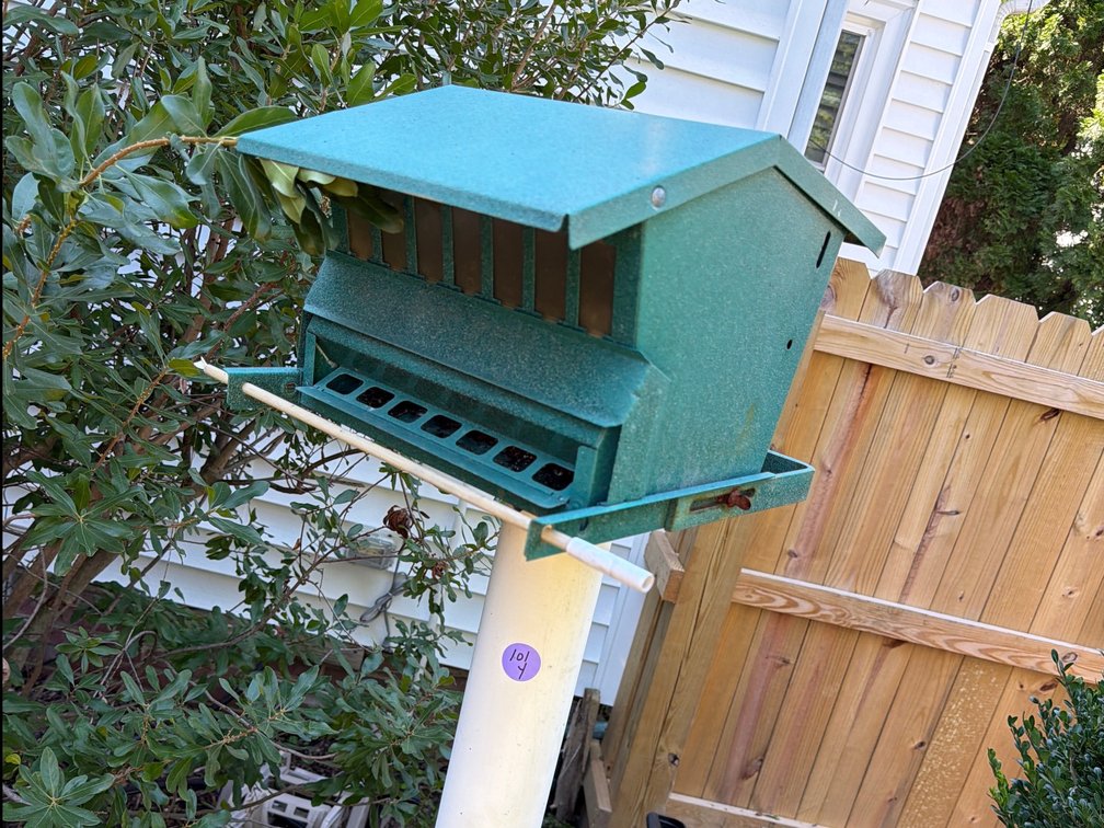 Squirrel Proof Metal Bird Feeder on PVC Post Stand