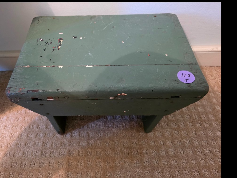 Vintage  Wood  Painted  Stool