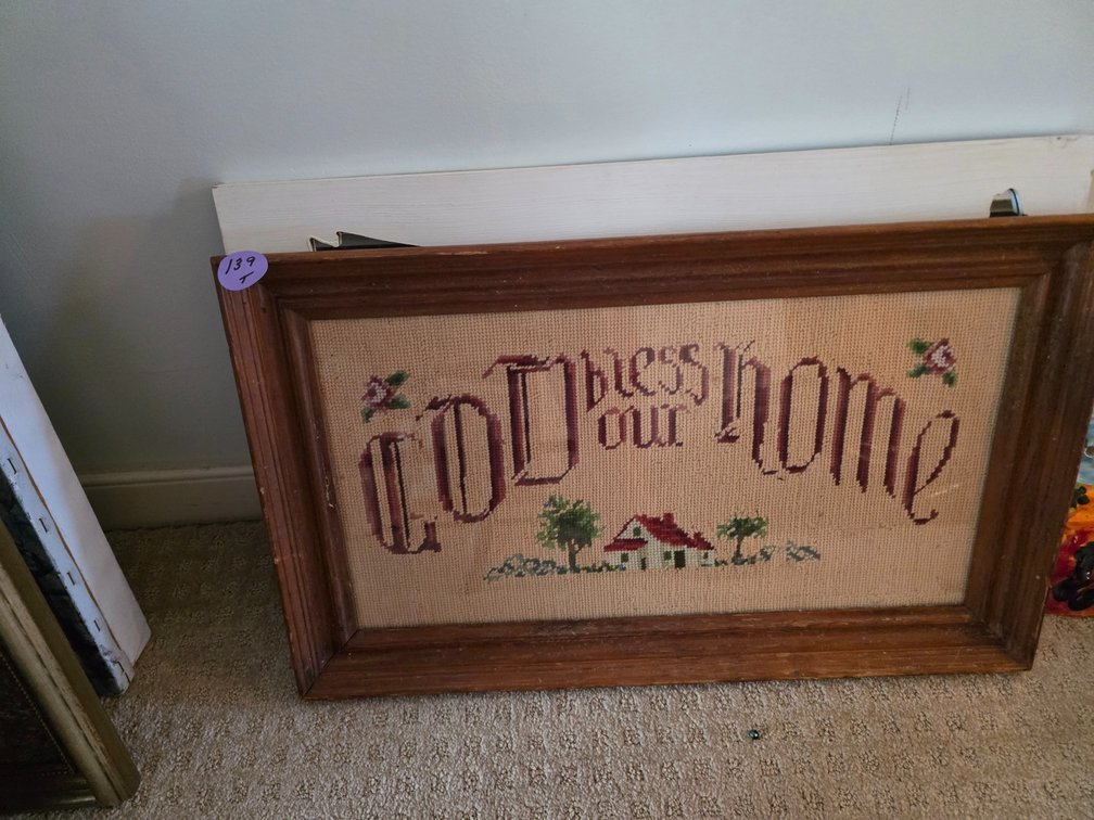 Framed Needle Point,Framed Mirror in Shape of United States