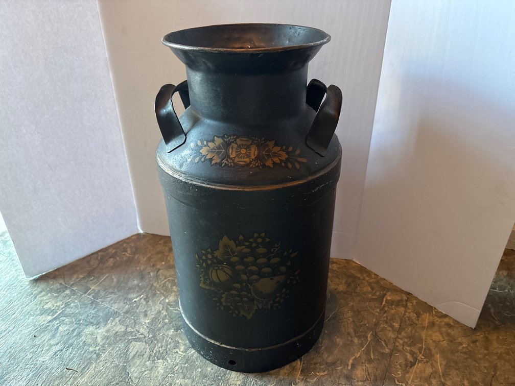 Matte Black Metal Milk Jug-Farmhouse Porch & Floor Decor