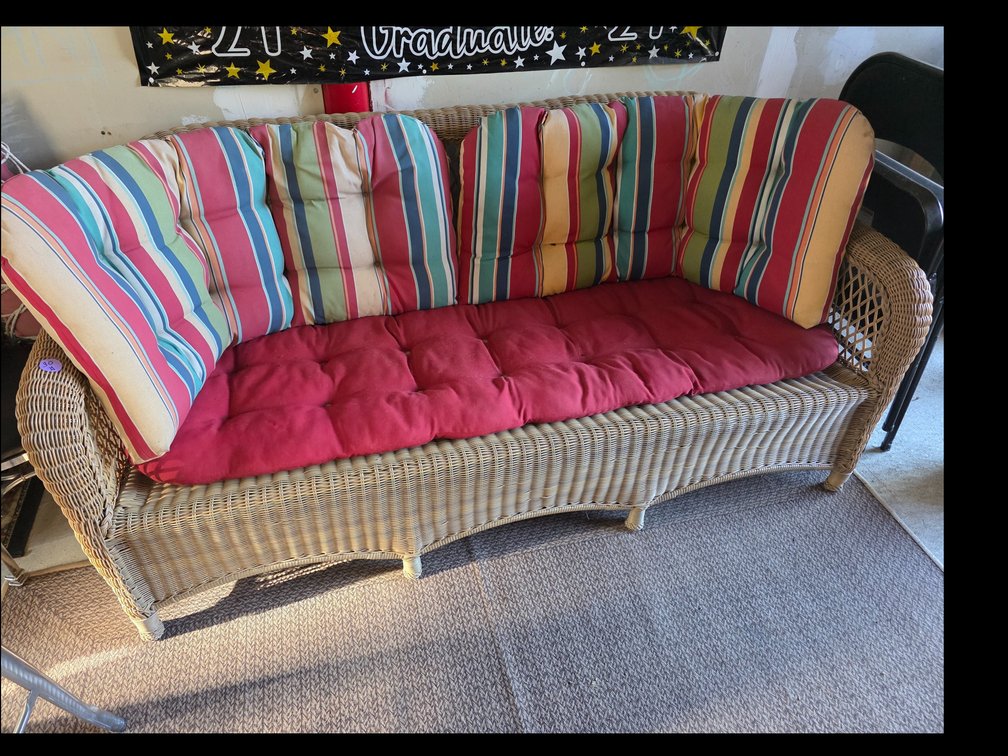 Woven wicker and rattan sofa or settee
