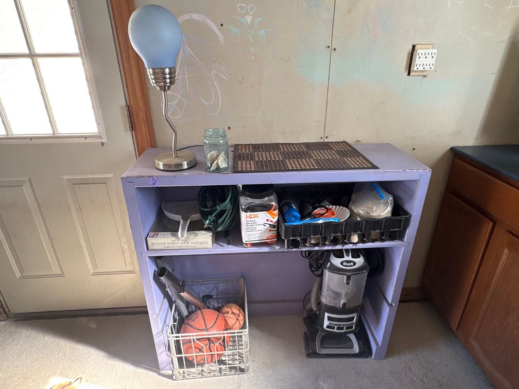 Painted Lavender Wooden Open Storage Shelf 