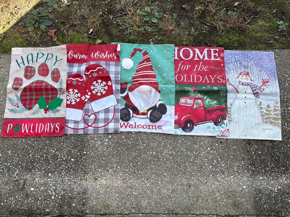 Christmas & Winter Garden Flag Lot - Holiday Gnome, Red Truck & Snowman Flags