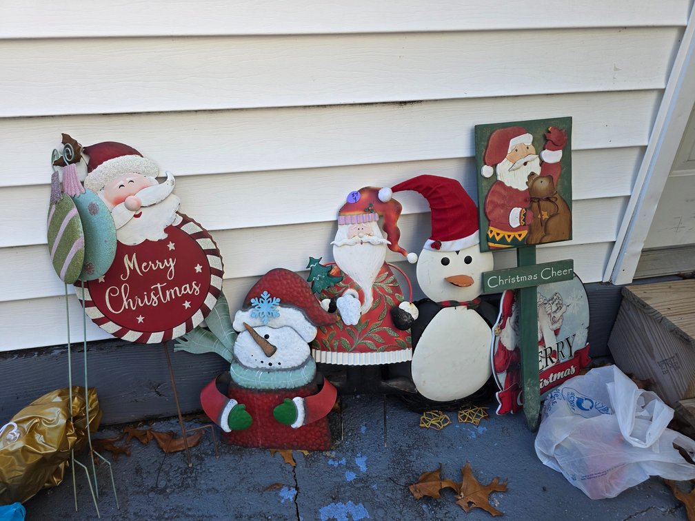 Metal and Wood Stake Christmas Decorations