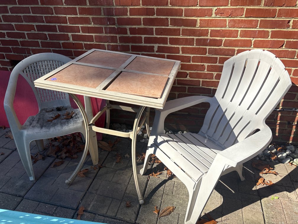 Metal Patio Tile-Top Square Table and Chairs