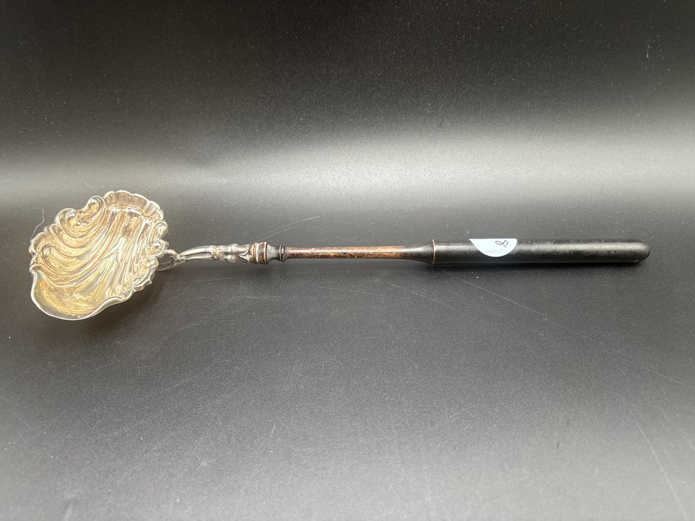 Sterling Silver Shell Bowl Ladle with Wood Handle