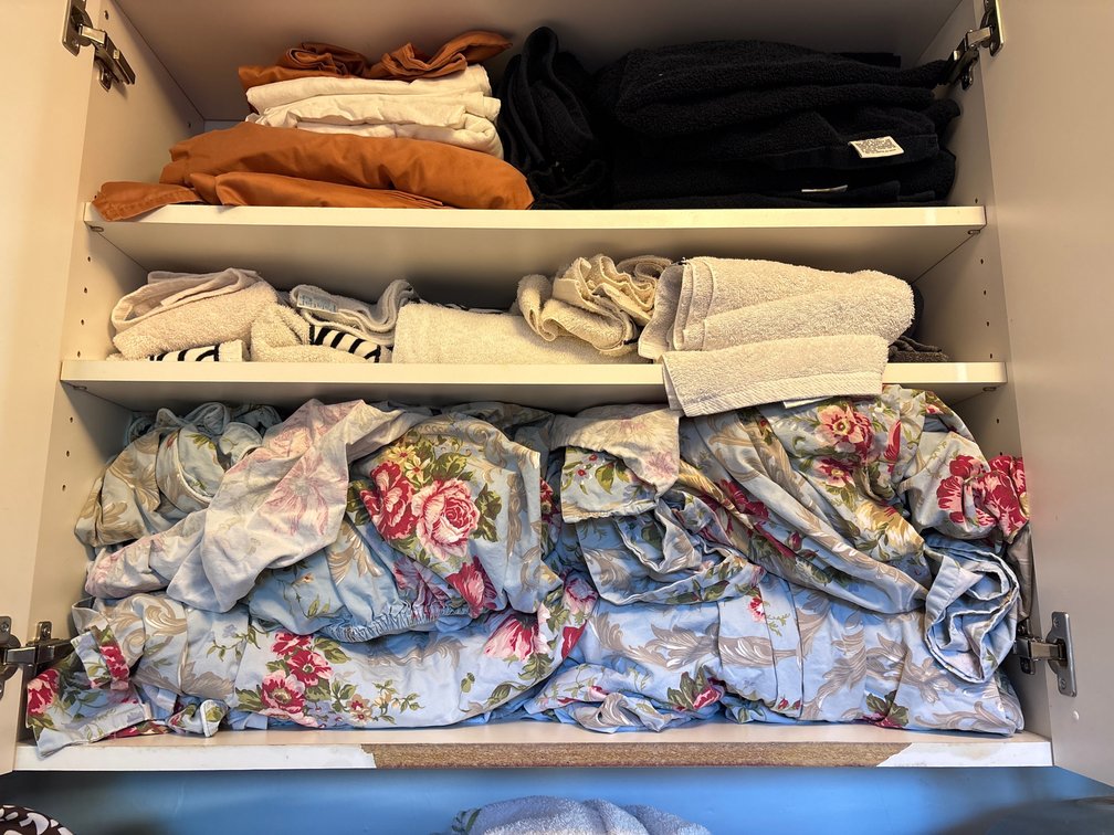 Laundry Room Lot - linens, pillows, cleaning supplies