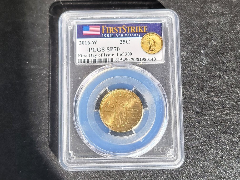 Gold Commemorative 1916 W 1/4 oz. Gold Standing Liberty Quarter PCGS SP70