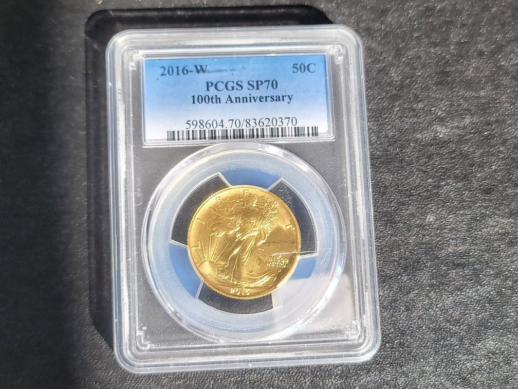 Gold Commemorative 1916 W 1/2 oz. Gold Walking Liberty 50 Cents PCGS SP70