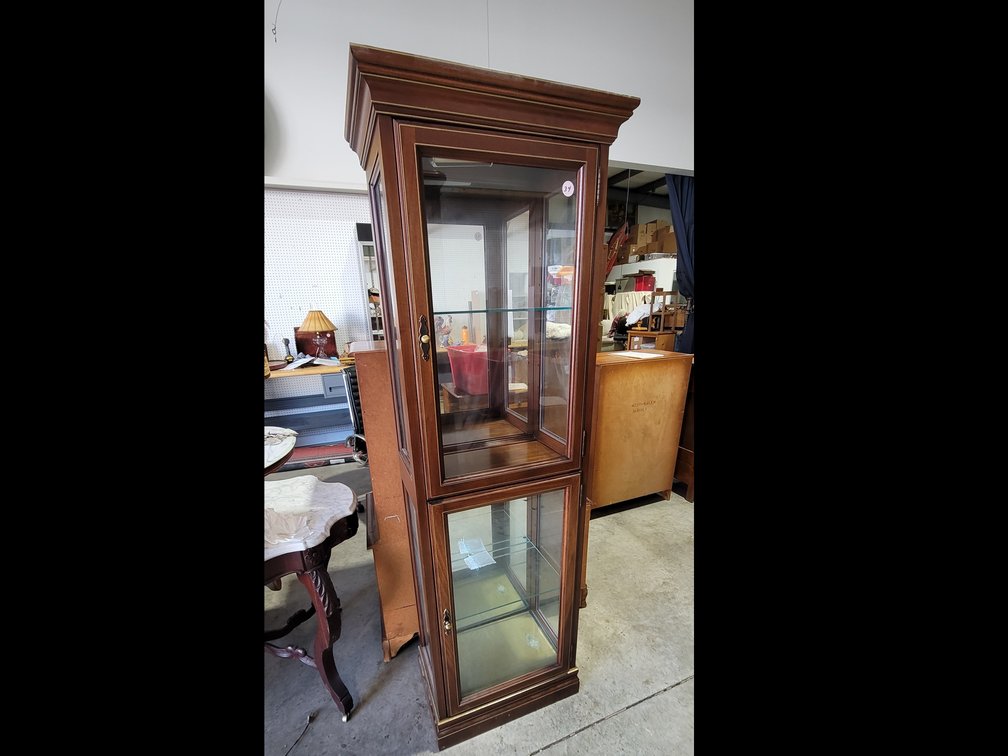 Lighted Wood and Glass Curio Cabinet 