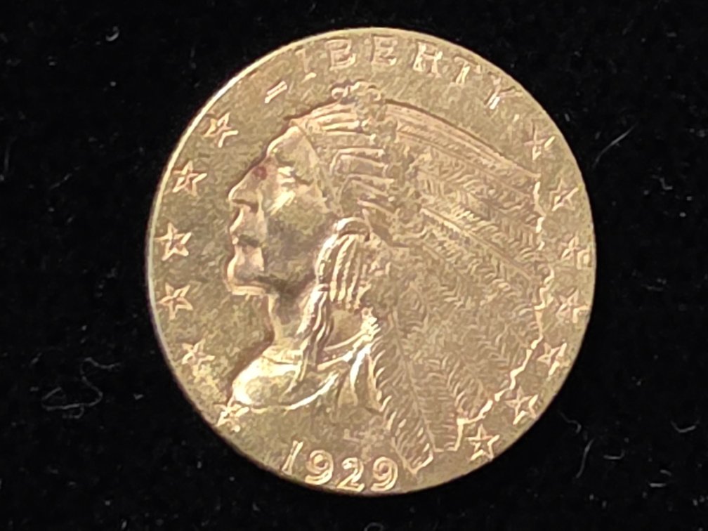 1929  Indian Head 2 1/2 Dollar Gold Coin