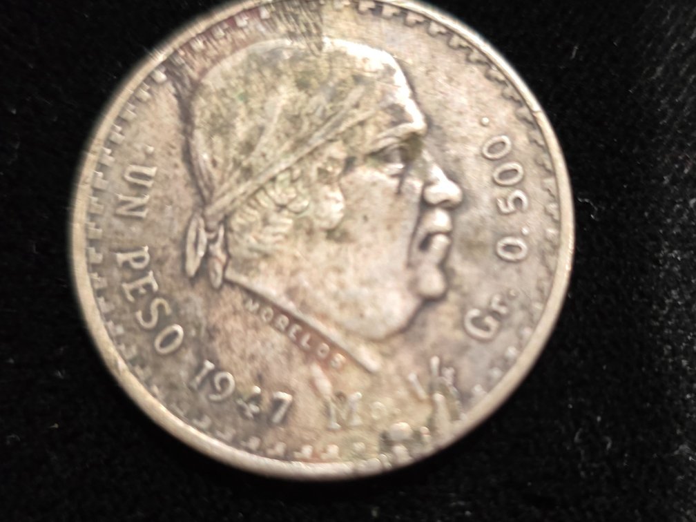 1947 Mexico Un Peso Jose Morelos Silver Coin