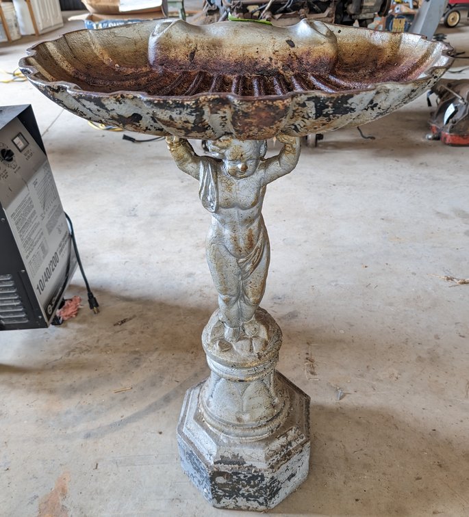 Art Deco Cast Iron Bird Bath