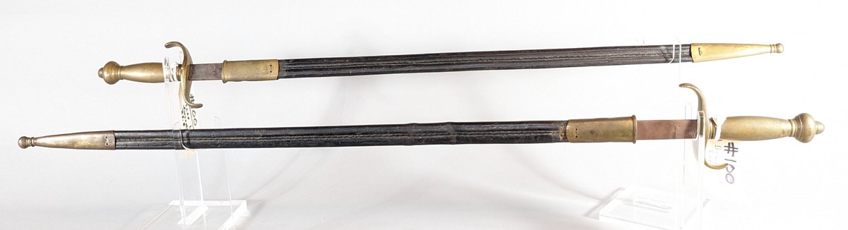 (2) (Pair) of Brass Handled Swords w/25.5" Blades