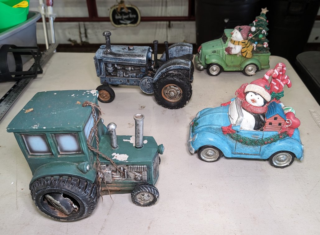 (4) Wood Toy Cars, Truck, Tractor