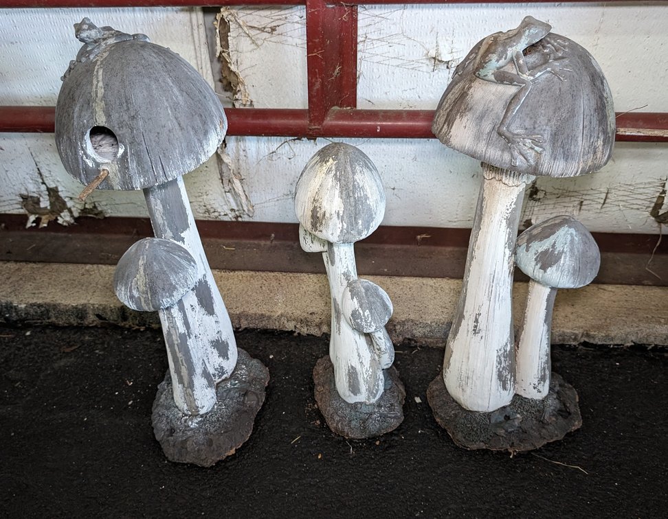 (3) Wood Mushroom Lawn Decor