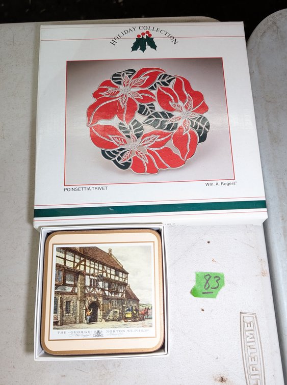 Poinsettia Travel & 6 English Life Coasters