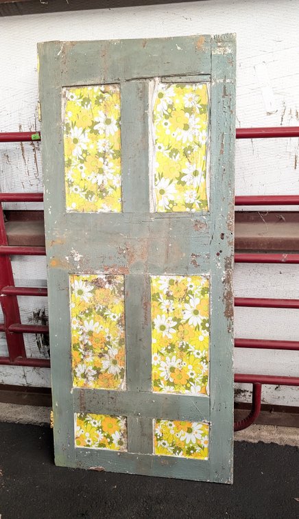 Wood Door w/Floral Contact Paper 