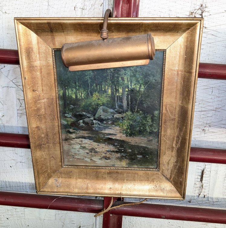 Composite Framed Forest Painting w/ Light 