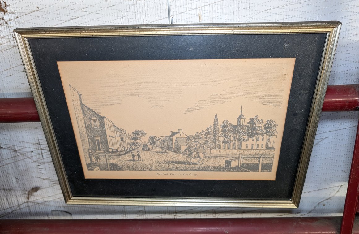 Wood Framed Leesburg Town Art Drawing