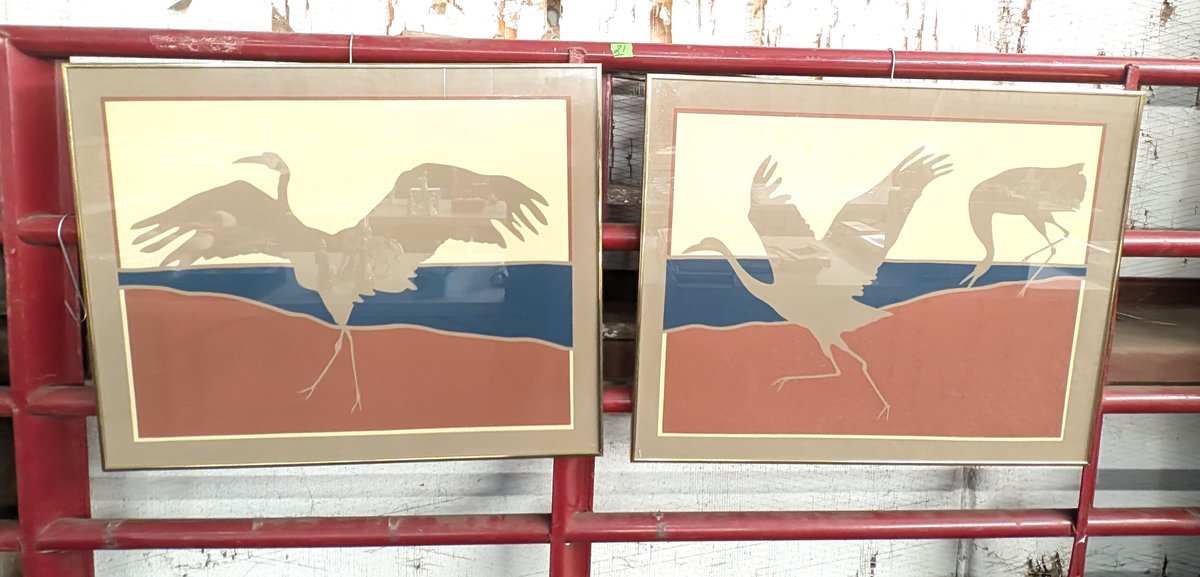 (2) Metal Framed Bird Art