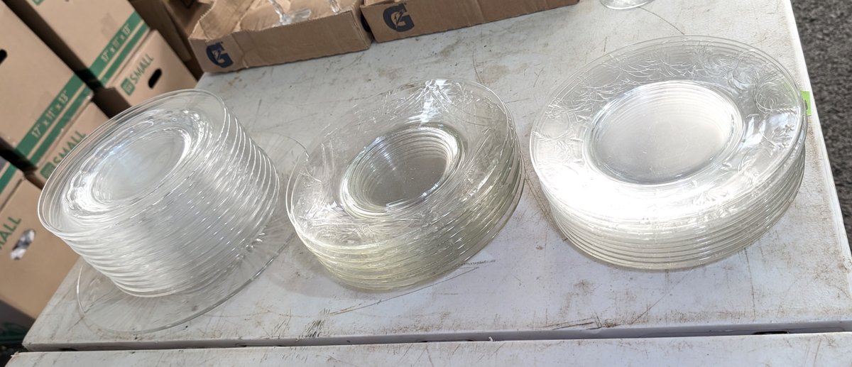 Lot of Glass Dessert Plates & 1 Charger Plate