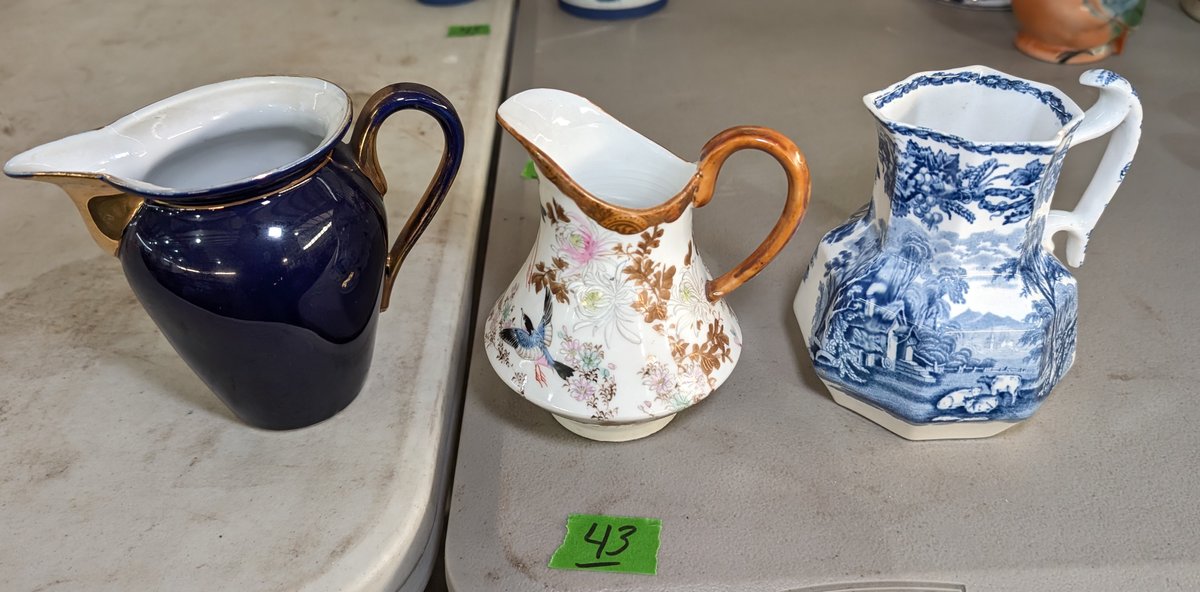 (3) Porcelain Pitchers
