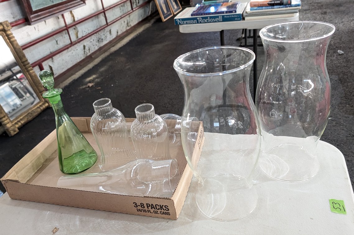 Glass Cruet & Candle Chimneys