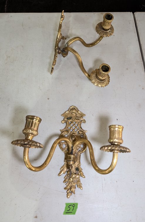 Pair of Metal Candle Holder Wall Sconces