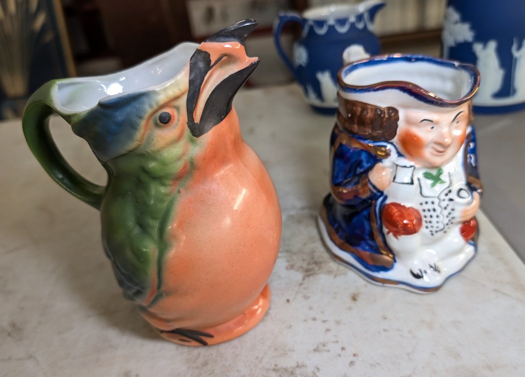 (2) Art Mugs, Man & Bird