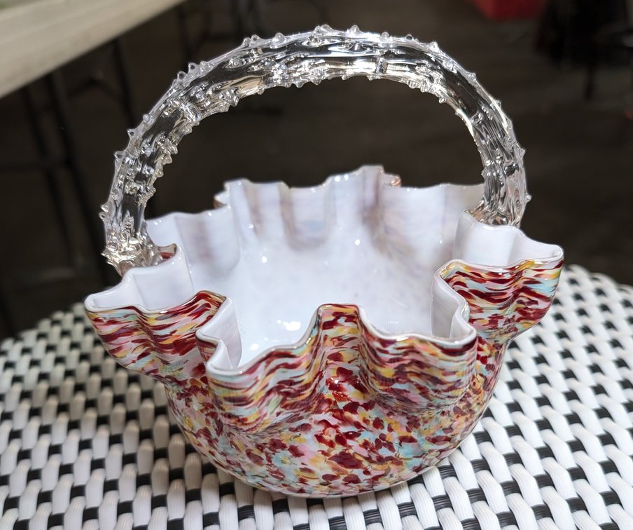 Art Glass Basket w/Handle
