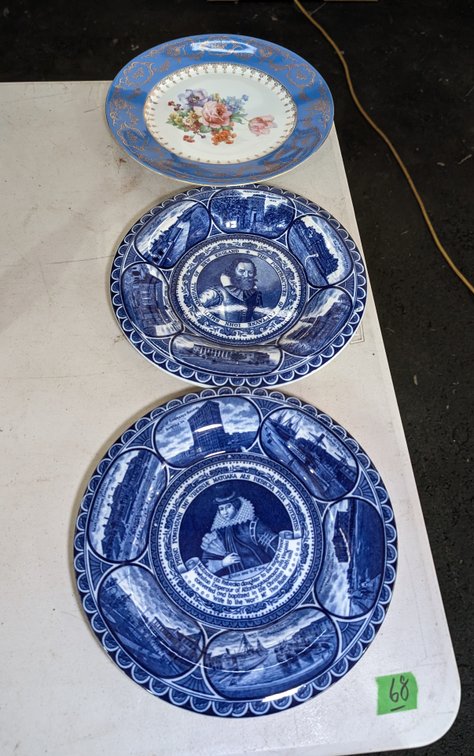 (2) Staffordshire England Blue Plates & Bohemia Plate 