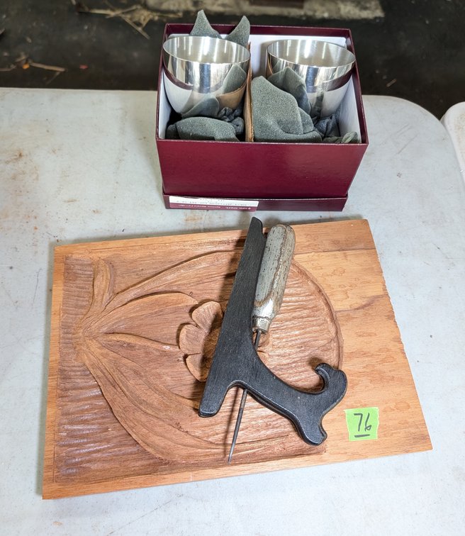 (2) Jefferson Cups, Plate Holder, Wooden Carved Flower
