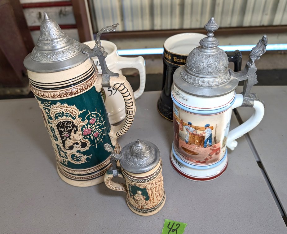 (5) Beer Steins (3 w/Lids)