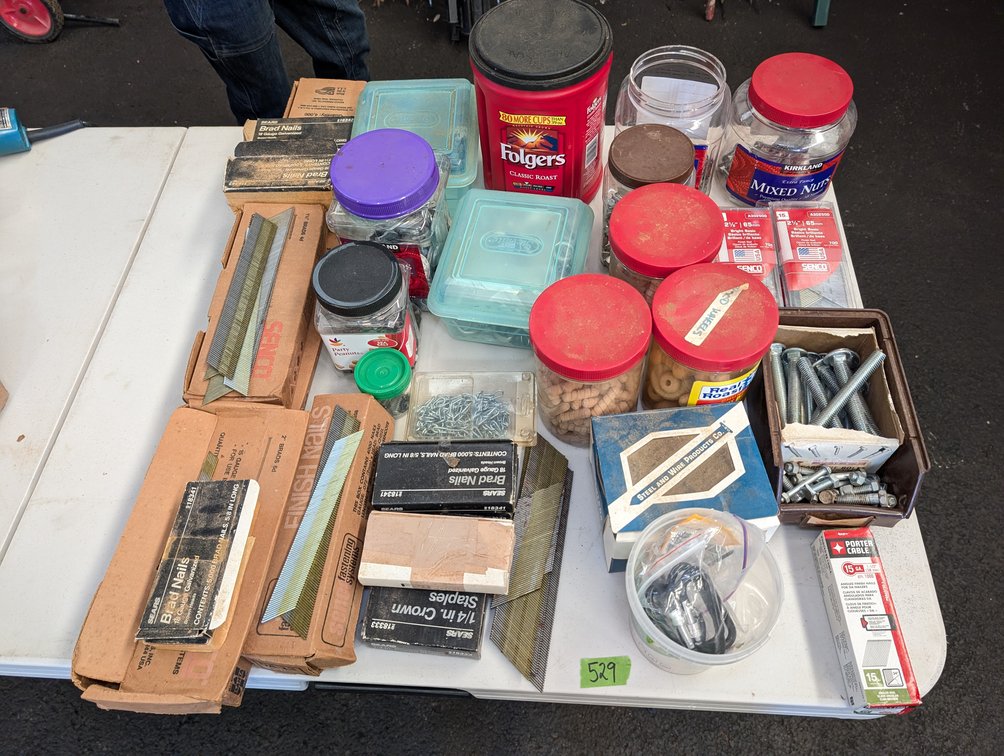 Lot of Hardware, Wood Plugs, Knobs, Brad Nails