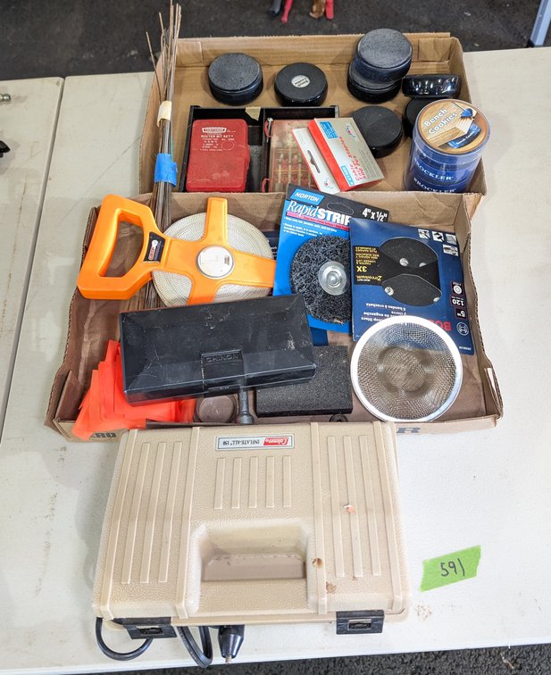 Coleman Inflatable Compressor, Router Bits, Rapid Strip & Marking Flags