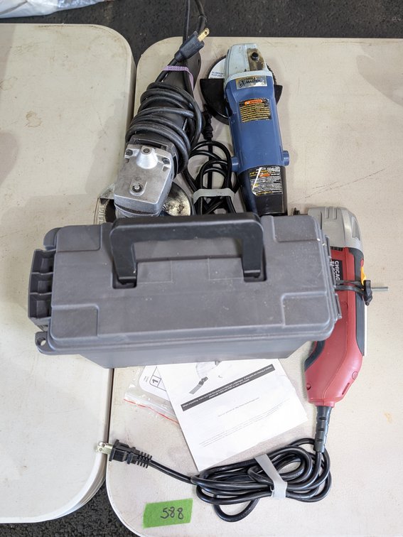 Craftsman Angle Grinder, Chicago Oscillating Cutter & Box of Grinder Discs