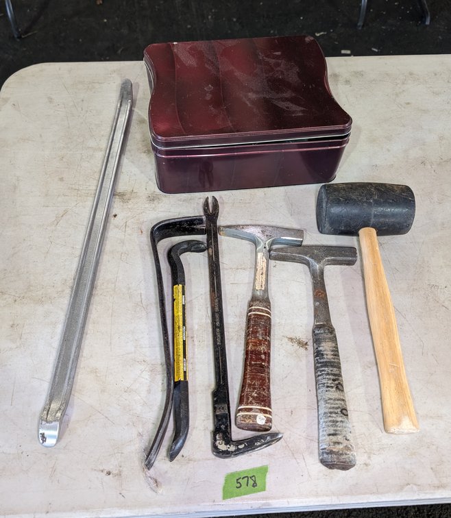 Lag Bolts, Crow Bars, Rubber Mallet
