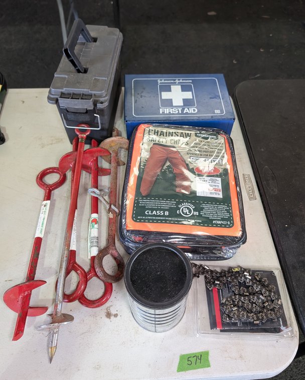 First Aid Kit, Ground Tie Anchors, Chain Saw Chaps, Chain