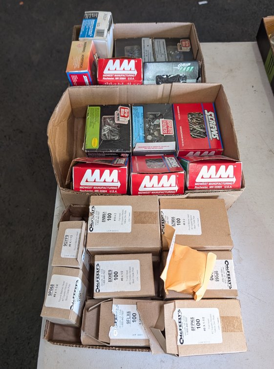 (3) Flats of Roofing Nails, Screws & Washers