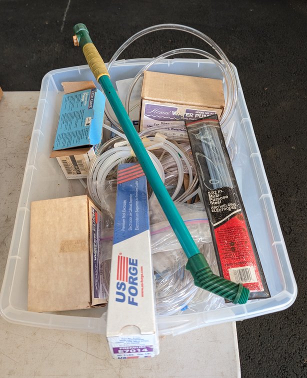 Tub of Welding Rods, Water Pumps