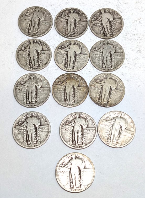 (13) Standing Liberty Quarters