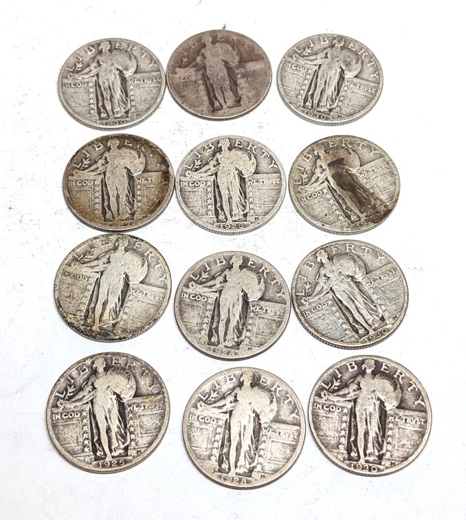 (12) Standing Liberty Quarters