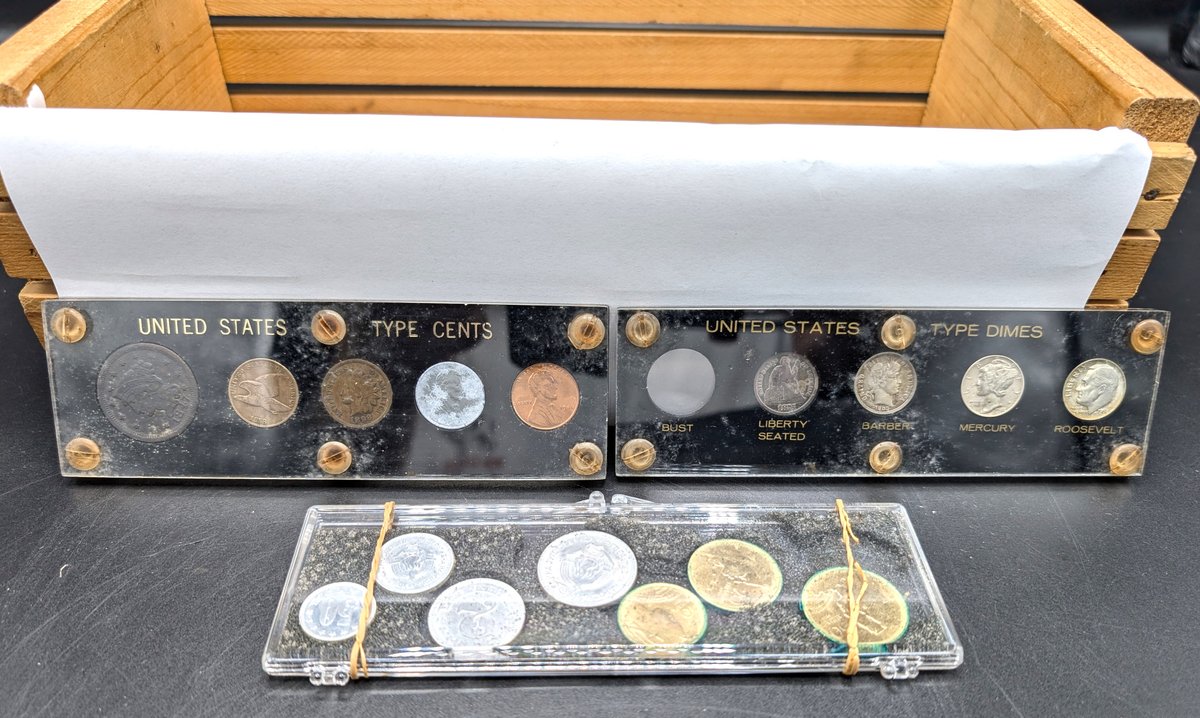United States Type Cents and Dimes and Misc Foreign Coin Set